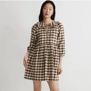 Madewell Brown and White Plaid Mini Dress